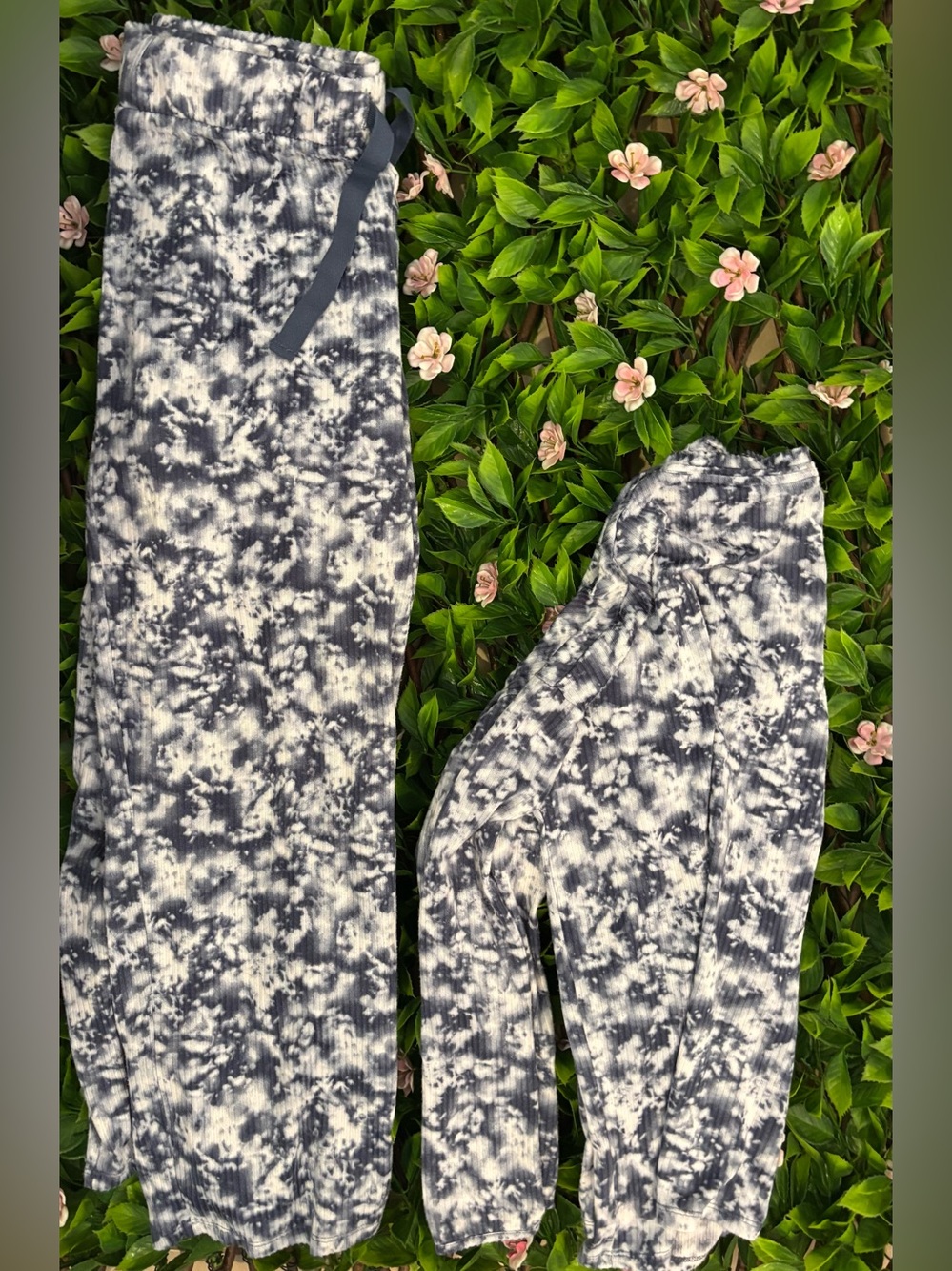 Tie-Dye Ribbed Loungewear Set - Blue & White M